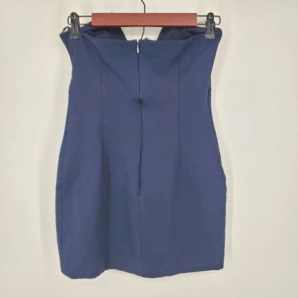 Cushnie Women's Navy‎ Blue Strapless Bustier Mini Dress Size 6 - Picture 7 of 9